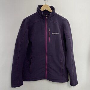 Columbia Soft Shell Jacket Fleece Lined Stretch Full Zip Pockets Purple Womens L